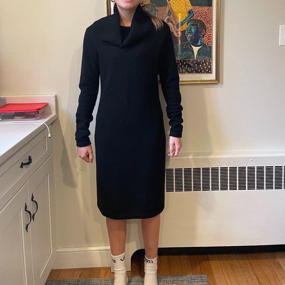 Ralph Lauren Black Label, Black cashmere turtleneck sweater dress